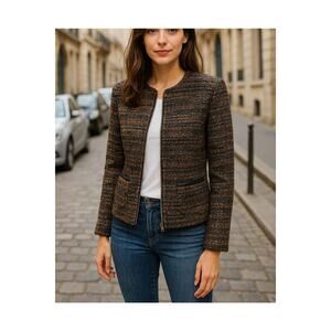 L’Agence Bouclé Wool Alpaca Jacket French Chic Tweed Blazer Size 2